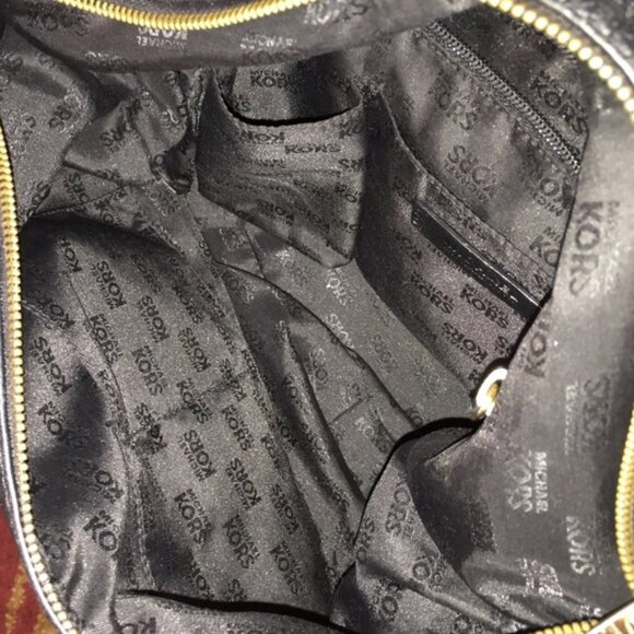 Michael Kors Pebbled Black Leather "Fulton" Hobo Bag GUC - Picture 4 of 11